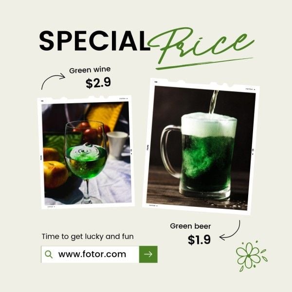 branding, st patricks day, happy st patricks day, Green Saint Patricks Day Beer Promotion Instagram Post Template