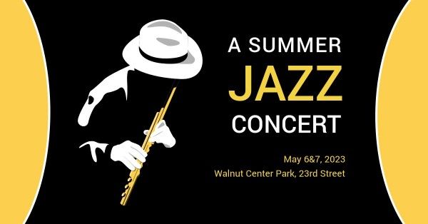  cover photo, music, listen, Summer Jazz Concert Facebook Event Cover Template