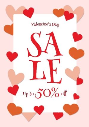 heart, love, valentines day, Pink Valentine's Day Sale Poster Template