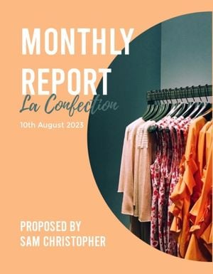 company, firm, sales, Orange Fashion Business Monthly Report Template