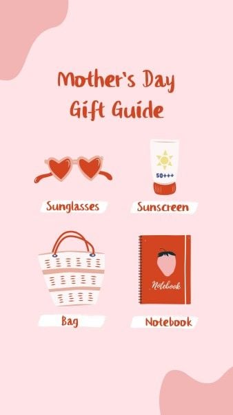 mothers day, mother day, gift idea, Pink Cute Illustration Mother's Day Gift Guide Instagram Story Template