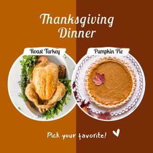 holiday, food, this or that, Brown Simple Thanksgiving Dinner Comparison Instagram Post Template