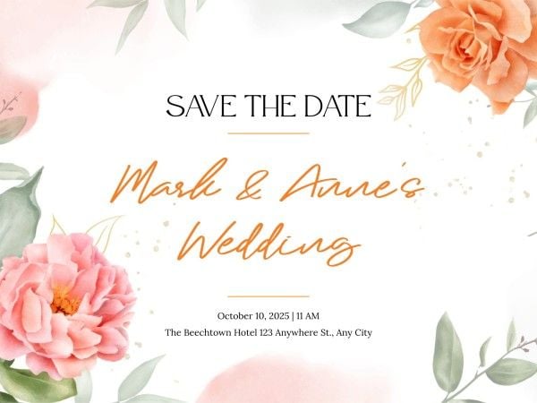 ロマンチックな花の結婚式の招待状 メッセージカード