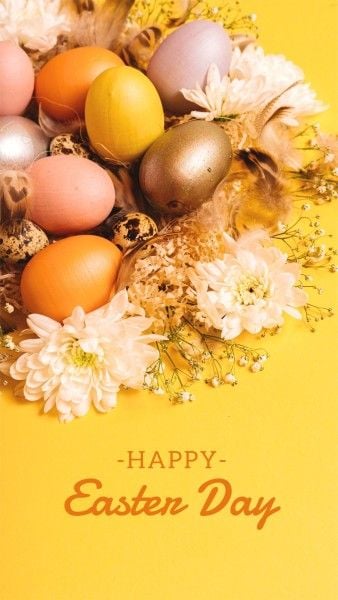 festival, holiday, greeting, Yellow Happy Easter Day Instagram Story Template