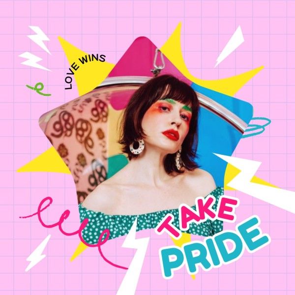 lgbt, lgbtq, lgbtq pride, Yellow And Pink Playful Happy Pride Month Instagram Post Template