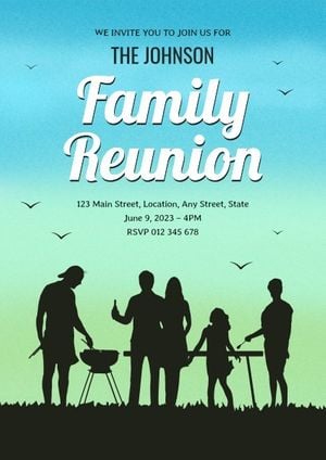 dinner, bbq, barbecue, Family Reunion Night Party Invitation Template