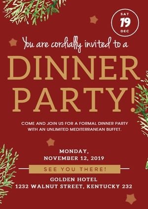 festival, holiday, vacation, New Year Dinner Party Invitation Template