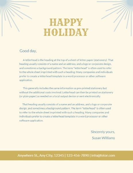 Snow Flake Holiday Greeting Letter Letterhead