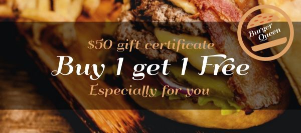 menu, restaurant, food, Burger Gift Certificate Template