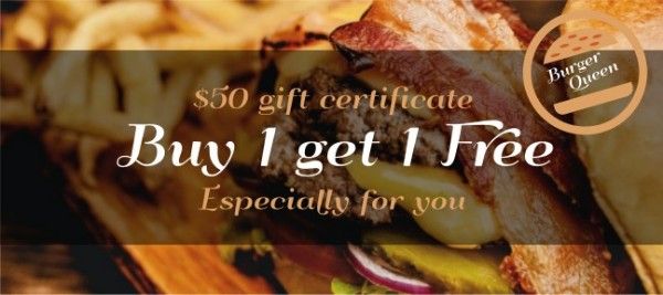 restaurant, food, cafeteria, Burger Gift Certificate Template