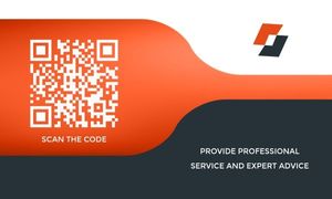 company, manager, geometric, Orange Black White Modern Consulting Firm QR Code Business Card Template