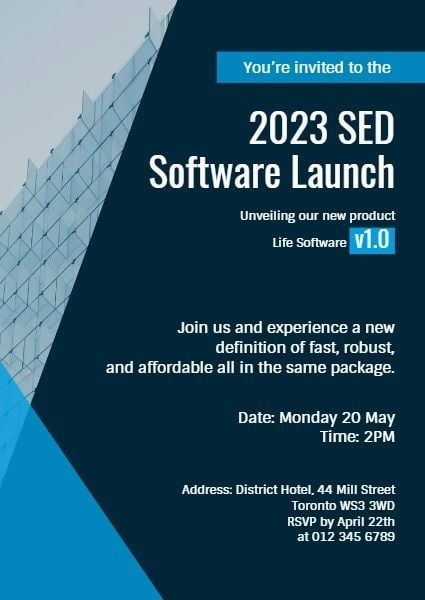 commercial, technology, tech, Blue And Green Software Launch Party Invitation Template