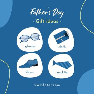gift ideas, promotion, promo, Blue Cartoon Father's Day Gift Guide Instagram Post Template
