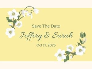 save the date, engagement, flower, Soft Yellow Illustration Floral Wedding Invitation Card Template