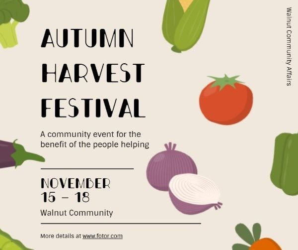 food, fruit, event, Simple Autumn Harvest Festival Facebook Post Template