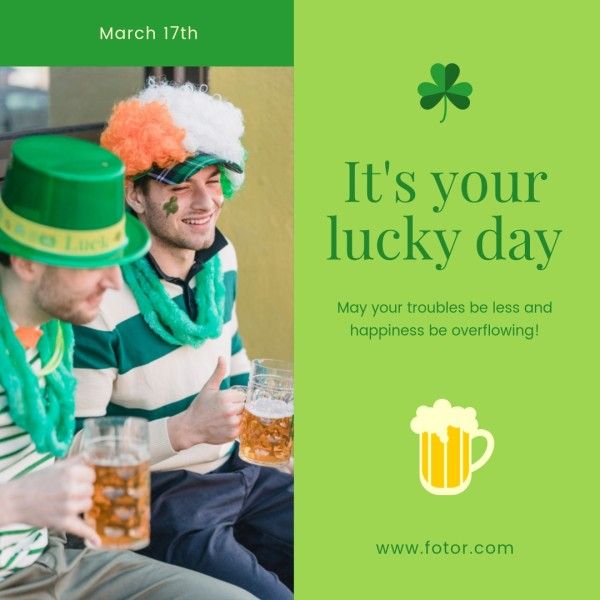 st patricks day, happy st patricks day, st. patrick, Green Beer Saint Patricks Day Instagram Post Template