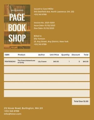 shop, retail, sale, Bookstore Invoice Template