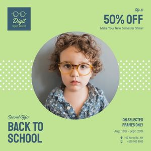 sale, commercial, back to school, Glasses Promotion Instagram Post Template Instagram Post Template