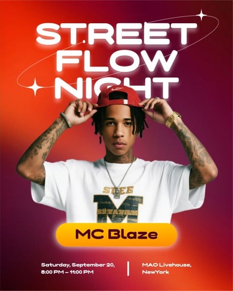 Red Purple Gradient Modern Live Show