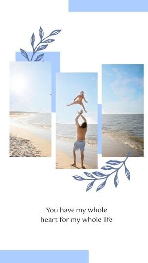 love, kid, man, Blue Fathers Day Life Quote Instagram Story Template