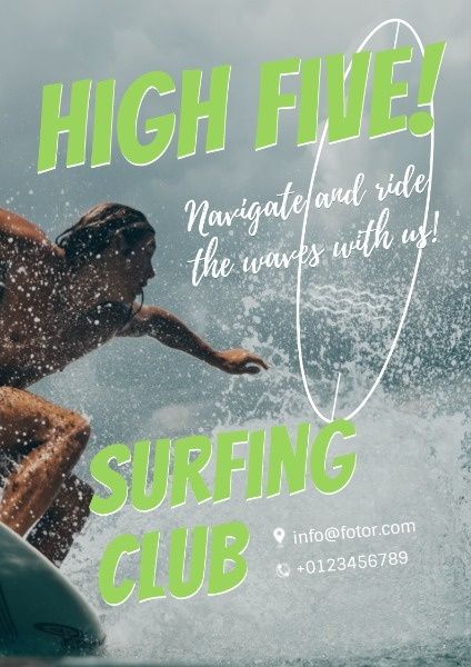 sport, sports, wave, Surfing Club Poster Template