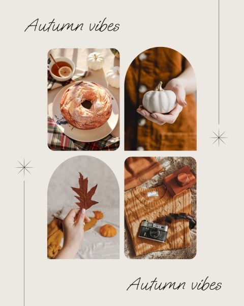 Beige Aesthetic Autumn Moodboard Photo Collage