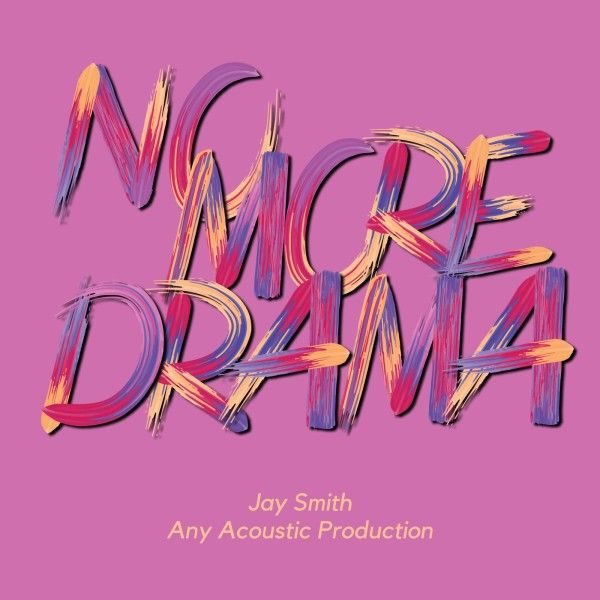 no more drama, simple, square, Purple Music Album Album Cover Template