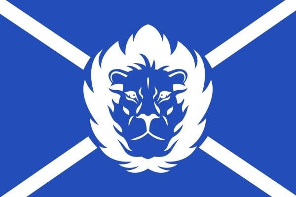 蓝色简单的狮子头徽章 旗帜
