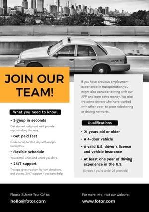 hiring, hire, employment, Yellow And Gray Join Our Team Poster Template