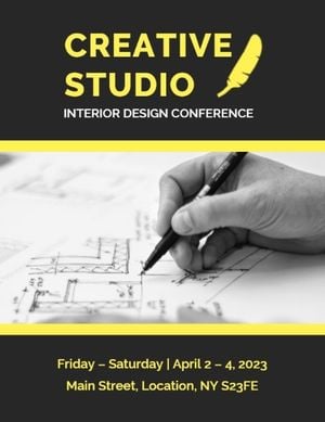 黒と黄色のインテリアデザインミーティング プログラム