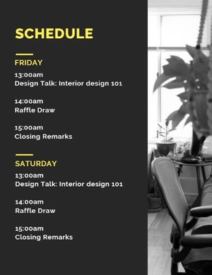 黑色和黄色室内设计会议 流程单