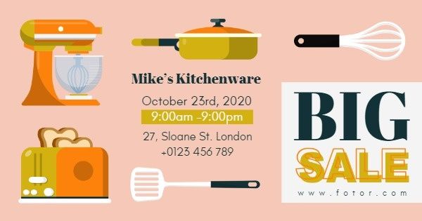cooking, cook, tool, Kitchenware Big Sale Facebook Ad Medium Template