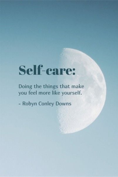motto, spiritual, inspirational, Blue Minimalist Moon Self-Care Quote Pinterest Post Template