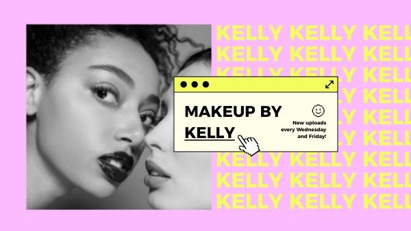 social media, beauty, video, Pink Vintage Makeup Youtube Banner Youtube Channel Art Template