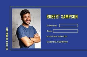 students, class, man, Blue Student ID Card Template