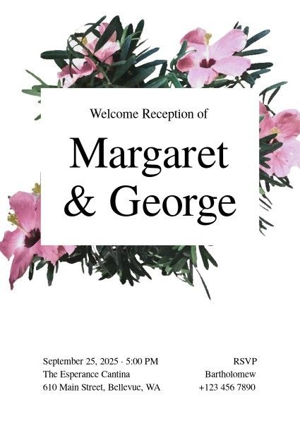 wedding, engagement, proposal, Flower Reception Ceremony Invitation Template