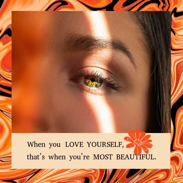オレンジ色の美しい少女の写真のコラージュ Instagram投稿