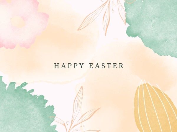 easter day, greeting, celebration, Yellow And Green Watercolor Illustration Happy Easter Card Template