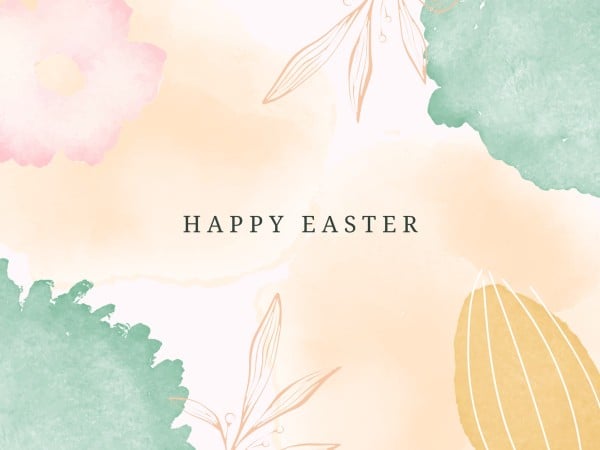 Yellow And Green Watercolor Illustration Happy Easter Card