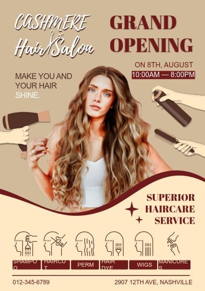 Hair Salon Big Opening Poster Template and Ideas for Design | Fotor