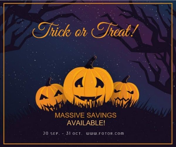 sales, promotion, discount, Violet Yellow Halloween Sale Facebook Post Template
