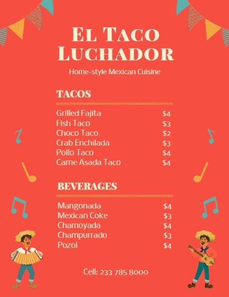 taco, food, restaurant, Mexican Cuisine Menu Template