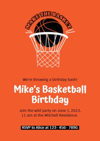Basketball Birthday Party Invitation