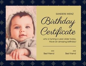 ceritificate, celecration, friendship, Baby Birthday Certificate Template