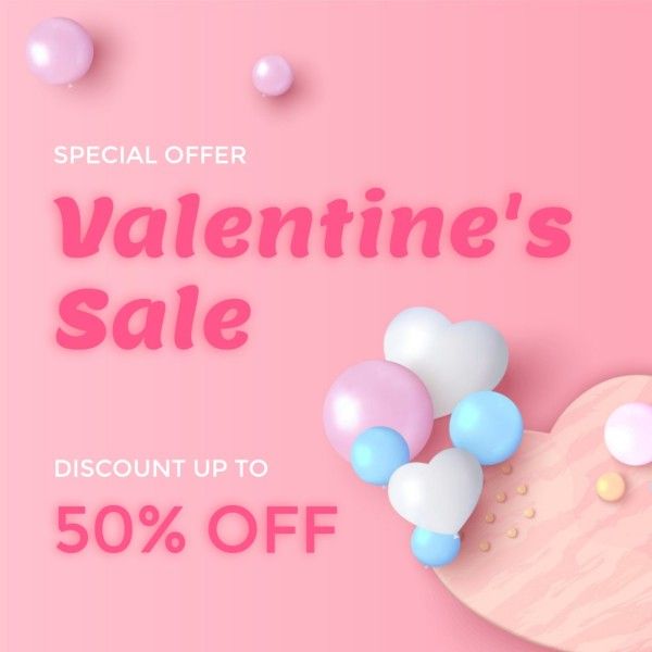 love, life, valentines sale, Pink Valentines Day Sale Promotion Instagram Post Template