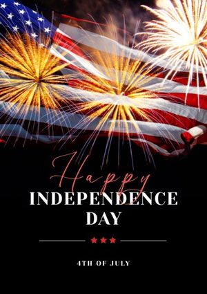 flag, festival, celebration, Black Modern Fireworks Independence Day Usa Poster Template