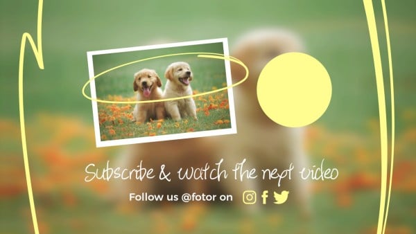绿色可爱的狗视频订阅 Youtube视频结束封面