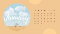 Beige Scenery Calendar Calendar