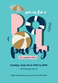 swimming party, summer time, swimming, Pool Party Invitation Template