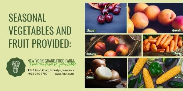 fruit, plant, organic, Farm Vegetable Promotion Twitter Post Template
